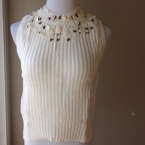 Ivory Sleeveless Top with Sequins